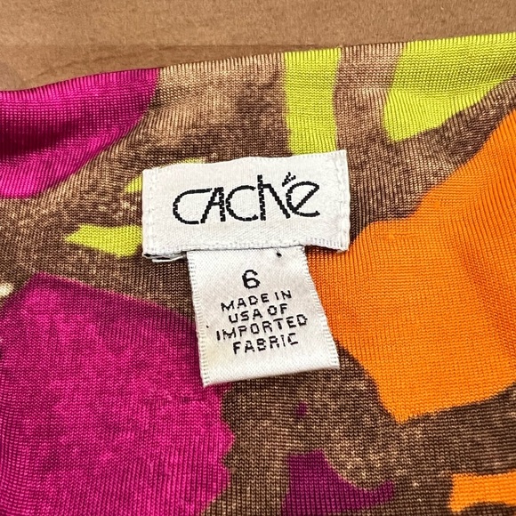 Cache Ruched Floral Dress Size 6 90s Y2K Party Cruise Resort - Picture 4 of 7